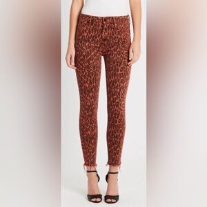 MOTHER High Waisted Looker Frayed Jeans-Leopard Print